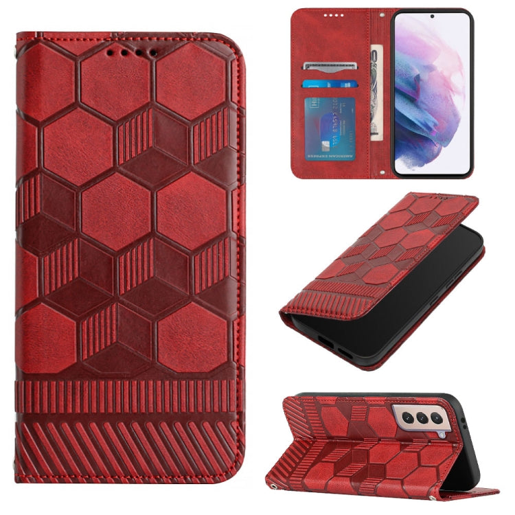 For Samsung Galaxy S21+ 5G Football Texture Magnetic Leather Flip Phone Case