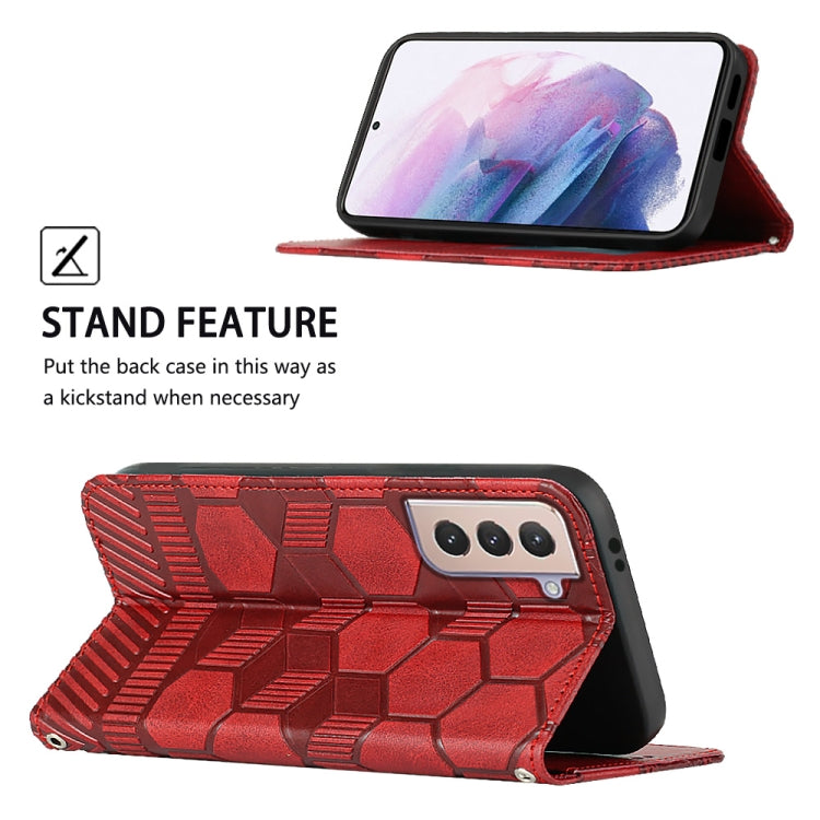 For Samsung Galaxy S21+ 5G Football Texture Magnetic Leather Flip Phone Case