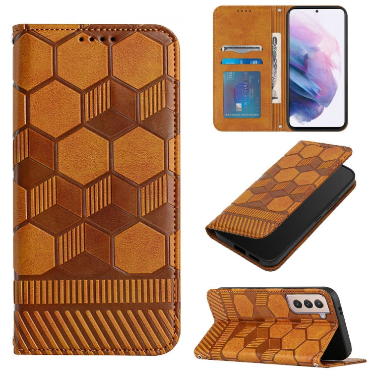 For Samsung Galaxy S21+ 5G Football Texture Magnetic Leather Flip Phone Case