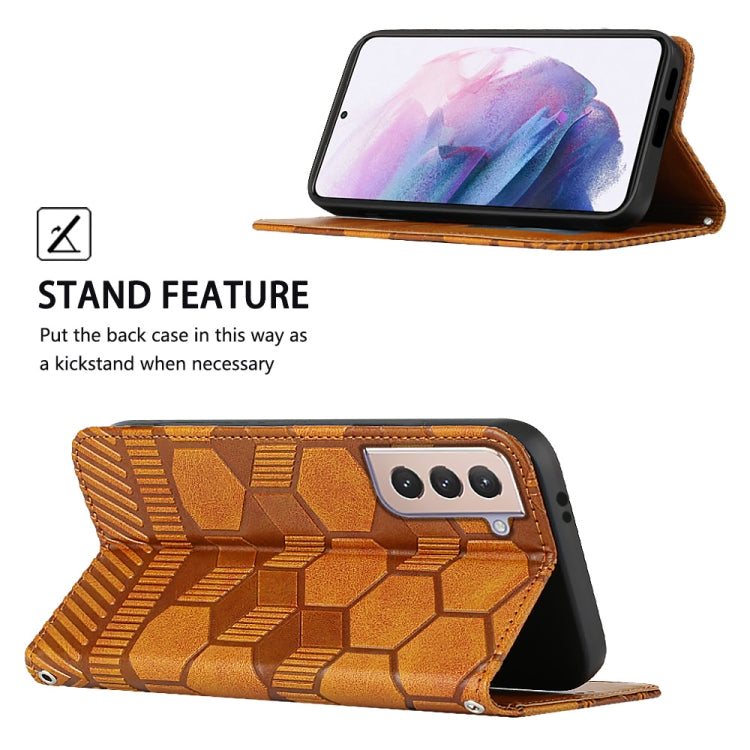 For Samsung Galaxy S21+ 5G Football Texture Magnetic Leather Flip Phone Case