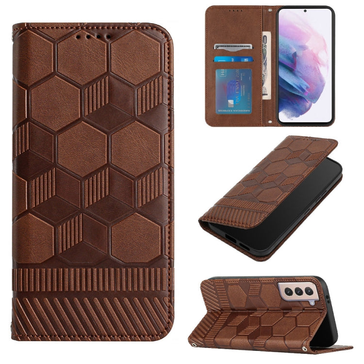 For Samsung Galaxy S21+ 5G Football Texture Magnetic Leather Flip Phone Case