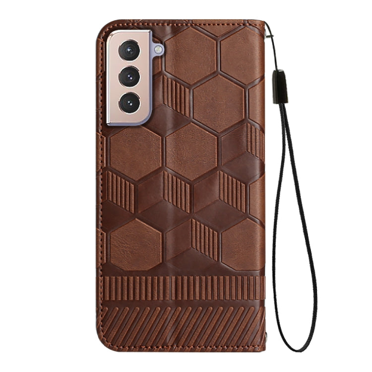 For Samsung Galaxy S21+ 5G Football Texture Magnetic Leather Flip Phone Case
