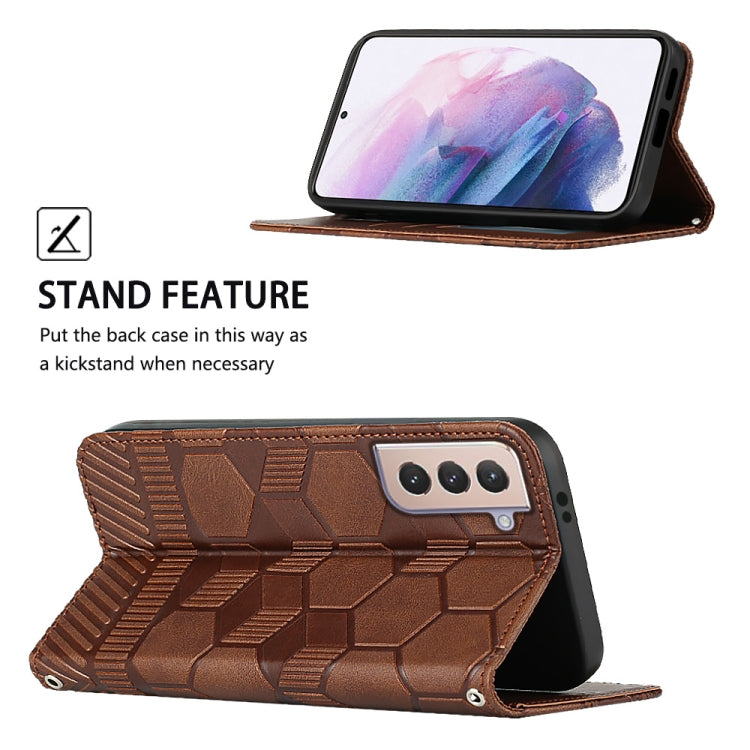 For Samsung Galaxy S21+ 5G Football Texture Magnetic Leather Flip Phone Case