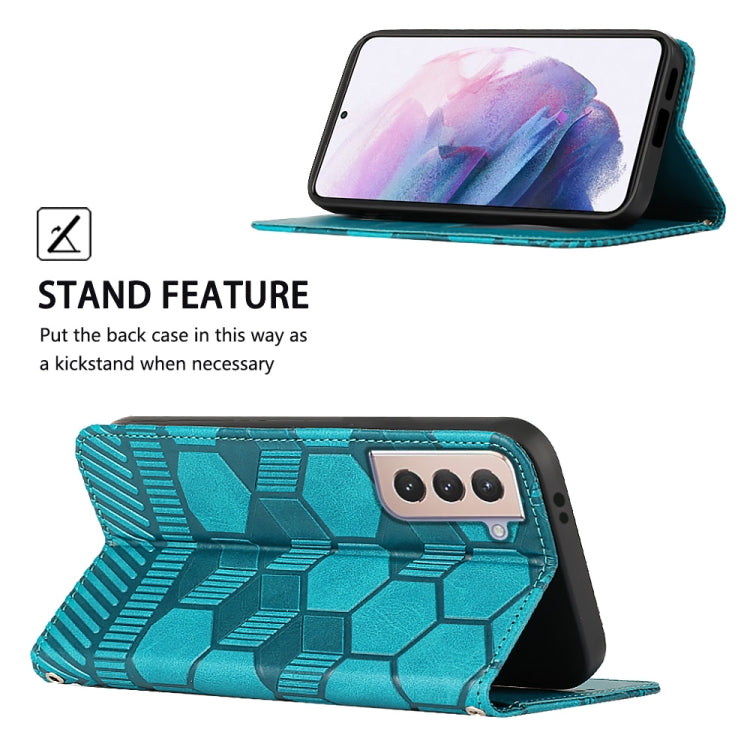 For Samsung Galaxy S21+ 5G Football Texture Magnetic Leather Flip Phone Case