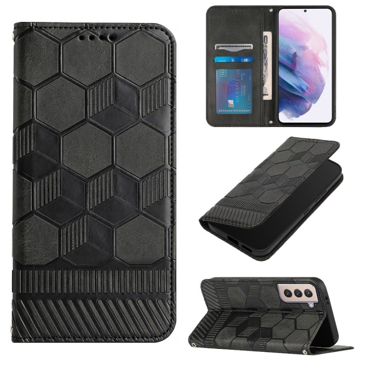 For Samsung Galaxy S21+ 5G Football Texture Magnetic Leather Flip Phone Case