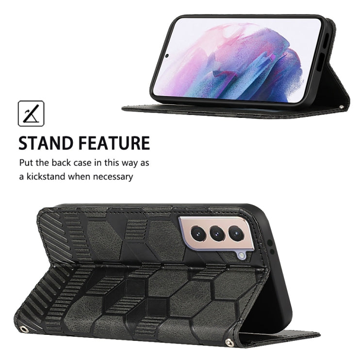 For Samsung Galaxy S21+ 5G Football Texture Magnetic Leather Flip Phone Case
