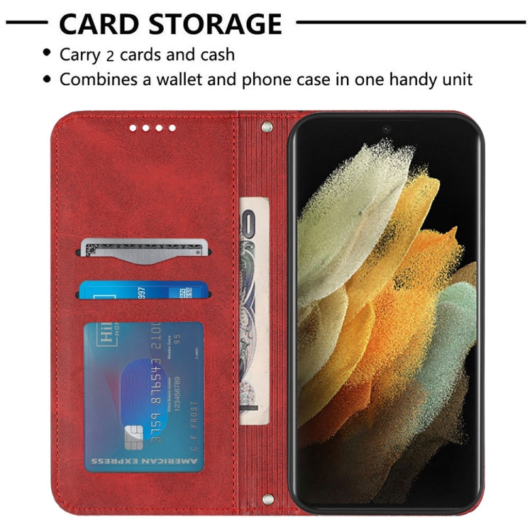For Samsung Galaxy S21 Ultra 5G Football Texture Magnetic Leather Flip Phone Case