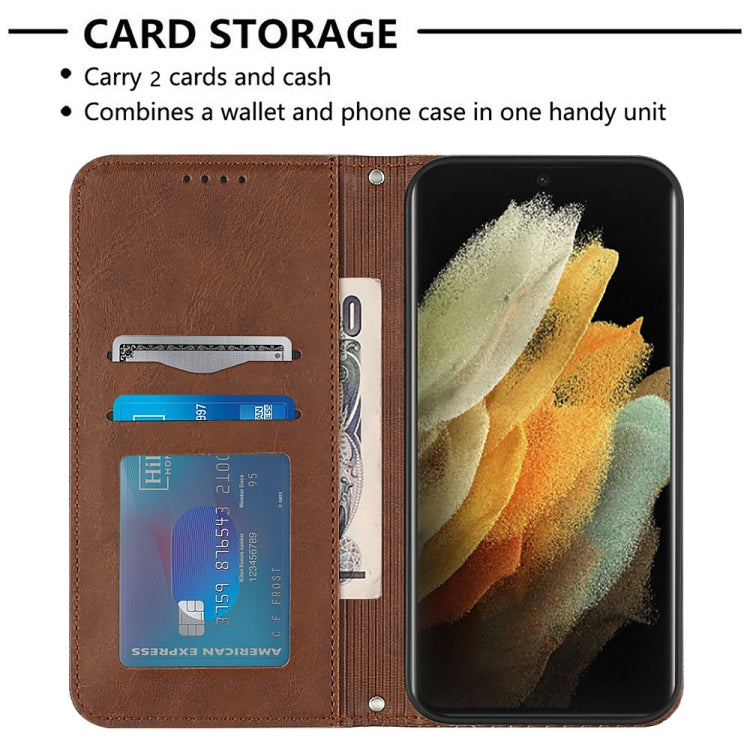 For Samsung Galaxy S21 Ultra 5G Football Texture Magnetic Leather Flip Phone Case
