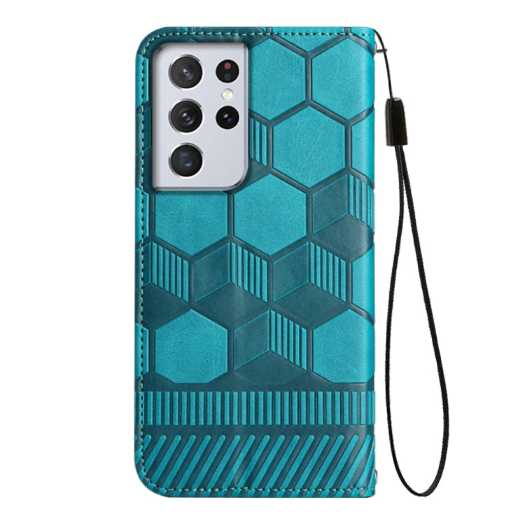 For Samsung Galaxy S21 Ultra 5G Football Texture Magnetic Leather Flip Phone Case