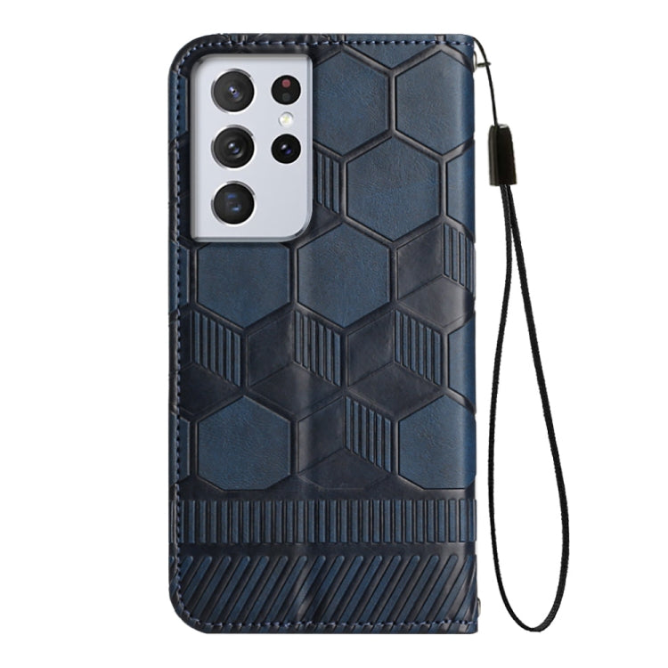 For Samsung Galaxy S21 Ultra 5G Football Texture Magnetic Leather Flip Phone Case