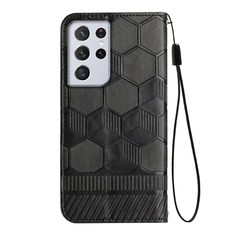 For Samsung Galaxy S21 Ultra 5G Football Texture Magnetic Leather Flip Phone Case