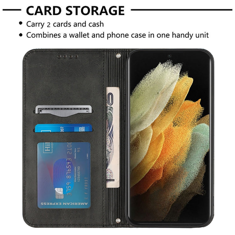 For Samsung Galaxy S21 Ultra 5G Football Texture Magnetic Leather Flip Phone Case