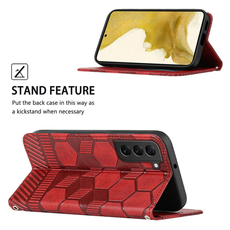 For Samsung Galaxy S22 5G Football Texture Magnetic Leather Flip Phone Case