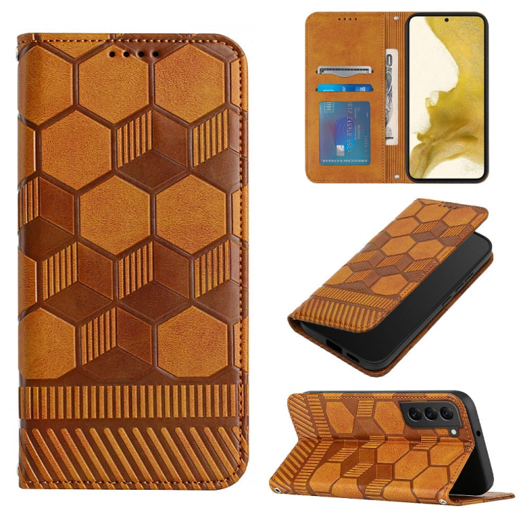 For Samsung Galaxy S22 5G Football Texture Magnetic Leather Flip Phone Case