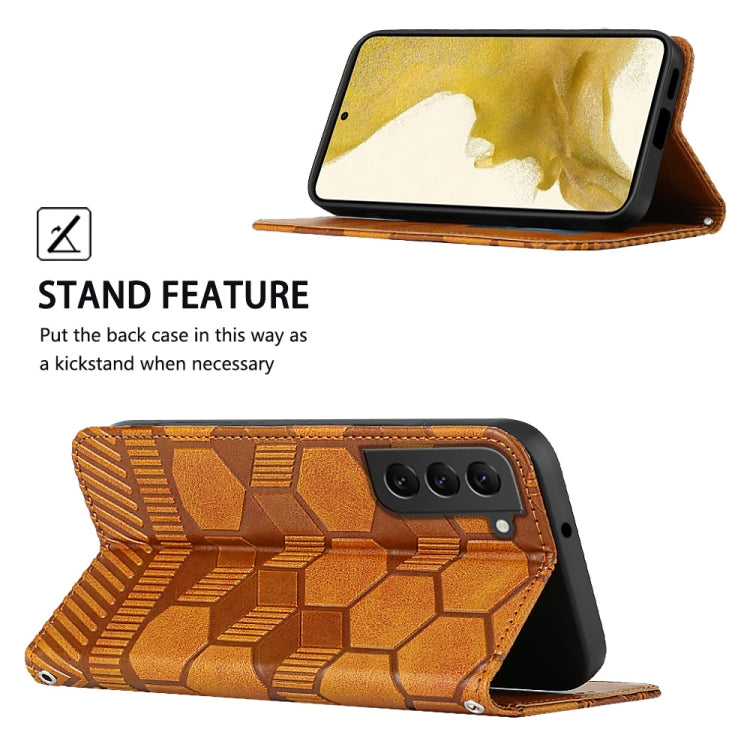 For Samsung Galaxy S22 5G Football Texture Magnetic Leather Flip Phone Case