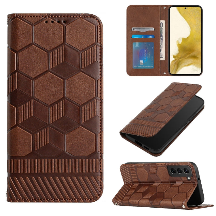 For Samsung Galaxy S22 5G Football Texture Magnetic Leather Flip Phone Case