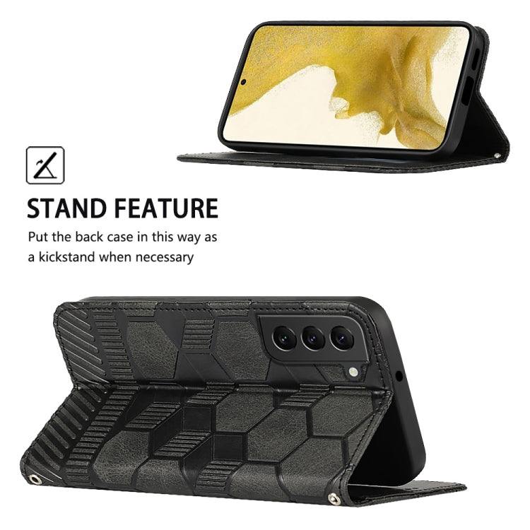 For Samsung Galaxy S22 5G Football Texture Magnetic Leather Flip Phone Case