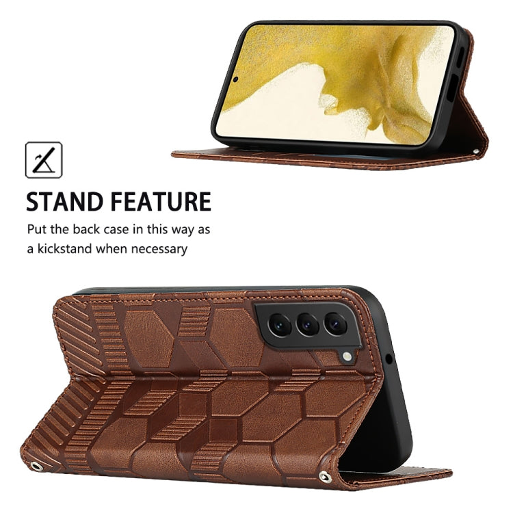 For Samsung Galaxy S22+ 5G Football Texture Magnetic Leather Flip Phone Case