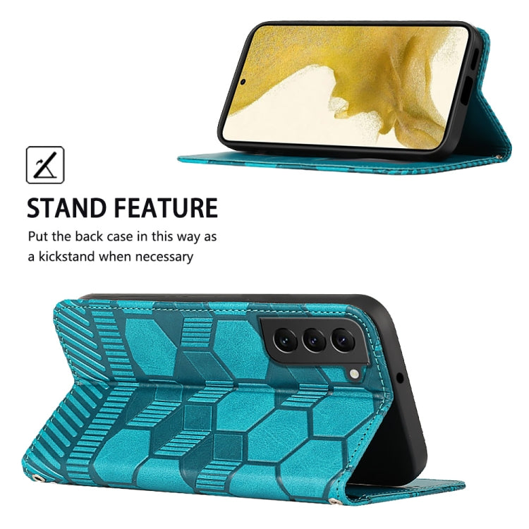 For Samsung Galaxy S22+ 5G Football Texture Magnetic Leather Flip Phone Case
