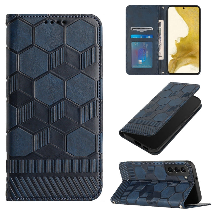 For Samsung Galaxy S22+ 5G Football Texture Magnetic Leather Flip Phone Case