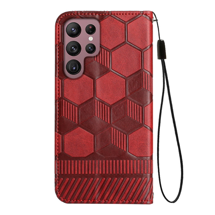 For Samsung Galaxy S22 Ultra 5G Football Texture Magnetic Leather Flip Phone Case