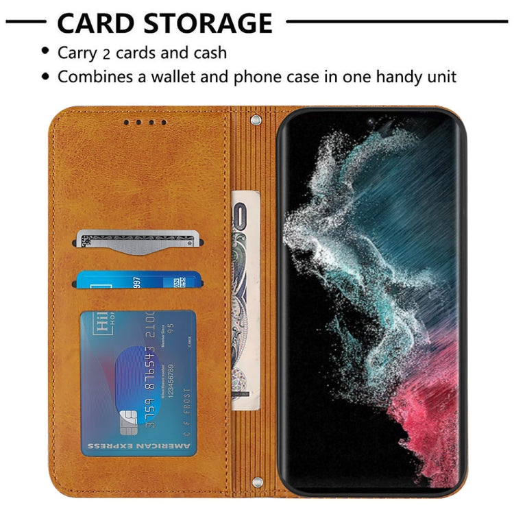 For Samsung Galaxy S22 Ultra 5G Football Texture Magnetic Leather Flip Phone Case
