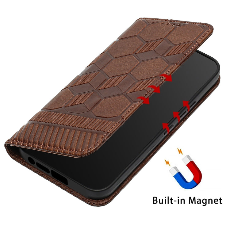 For Samsung Galaxy S22 Ultra 5G Football Texture Magnetic Leather Flip Phone Case
