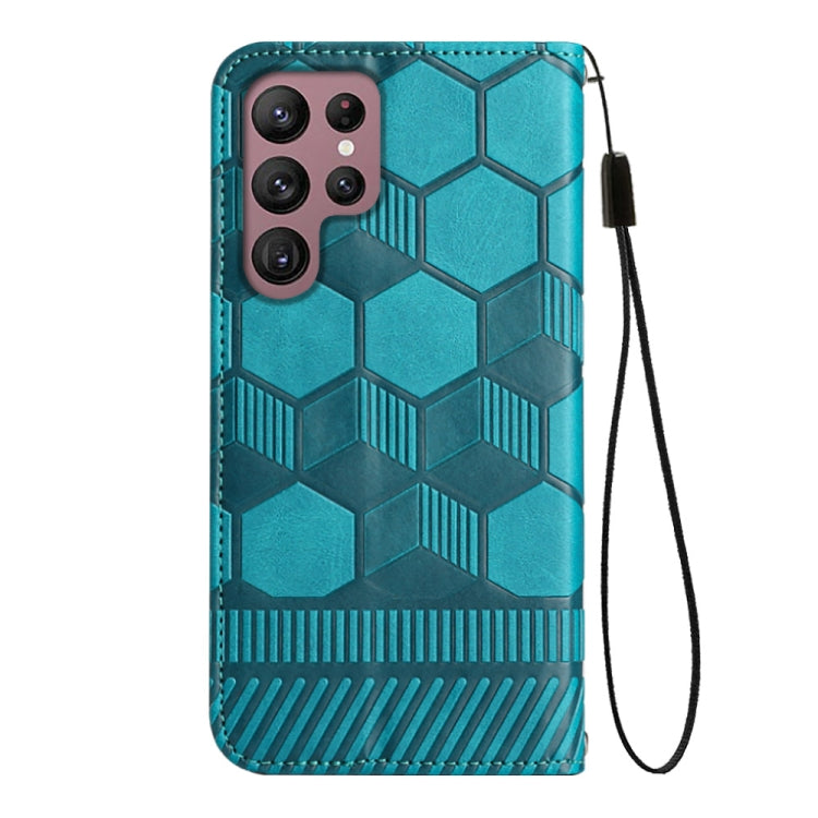 For Samsung Galaxy S22 Ultra 5G Football Texture Magnetic Leather Flip Phone Case