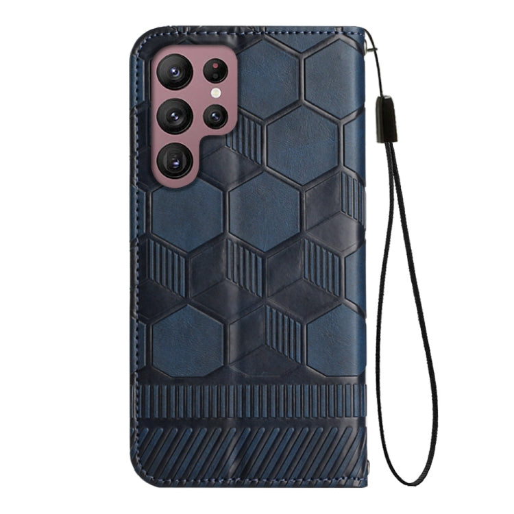 For Samsung Galaxy S22 Ultra 5G Football Texture Magnetic Leather Flip Phone Case