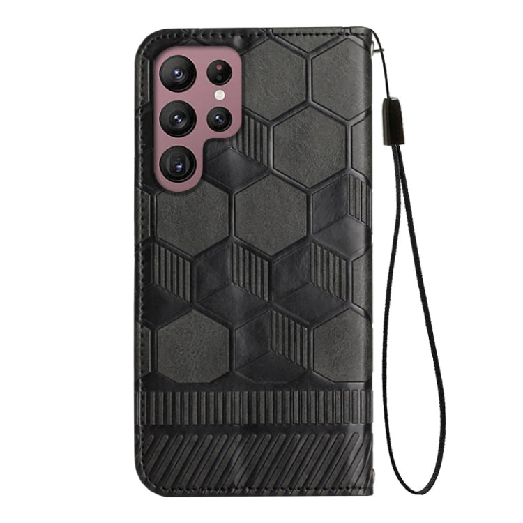 For Samsung Galaxy S22 Ultra 5G Football Texture Magnetic Leather Flip Phone Case