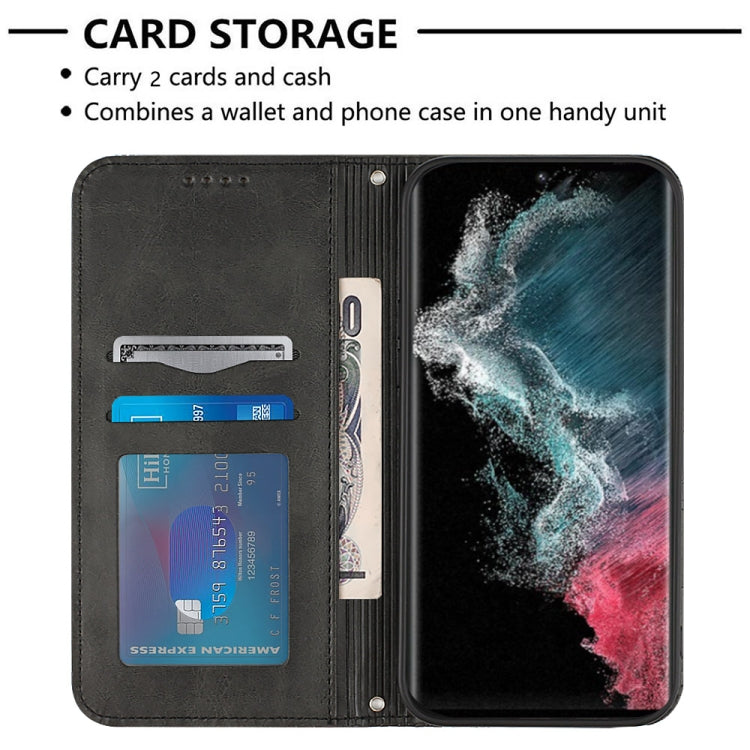 For Samsung Galaxy S22 Ultra 5G Football Texture Magnetic Leather Flip Phone Case