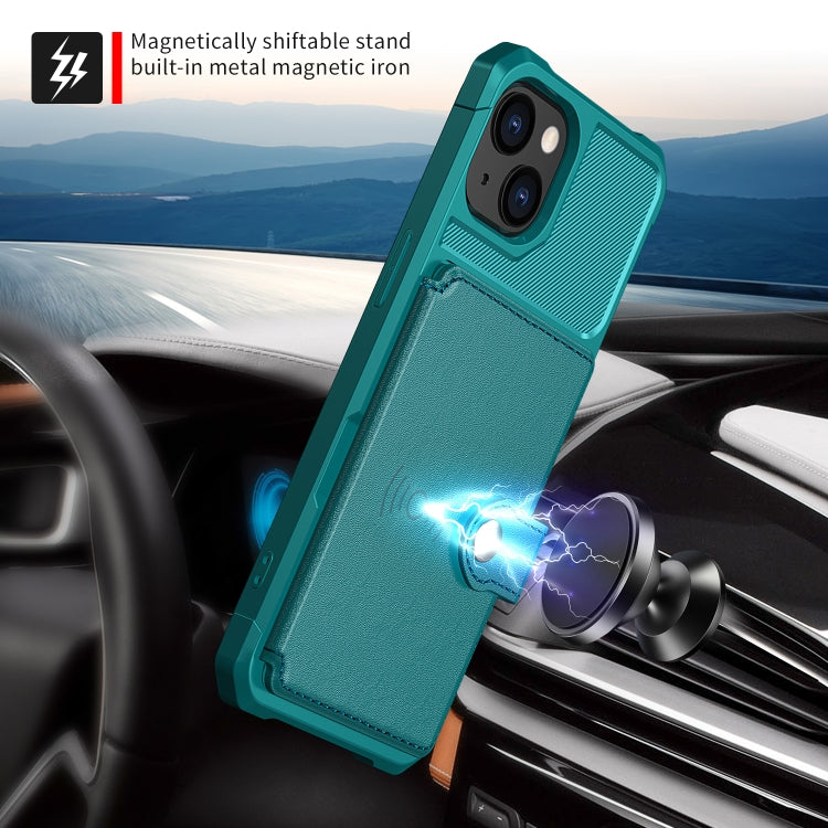 For iPhone 14 Plus Magnetic Wallet Card Bag Leather Phone Case