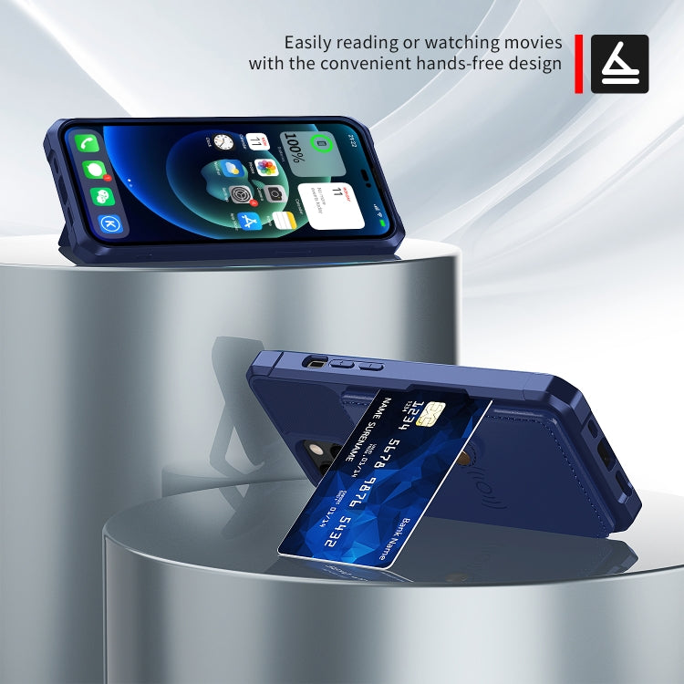 For iPhone 14 Plus Magnetic Wallet Card Bag Leather Phone Case
