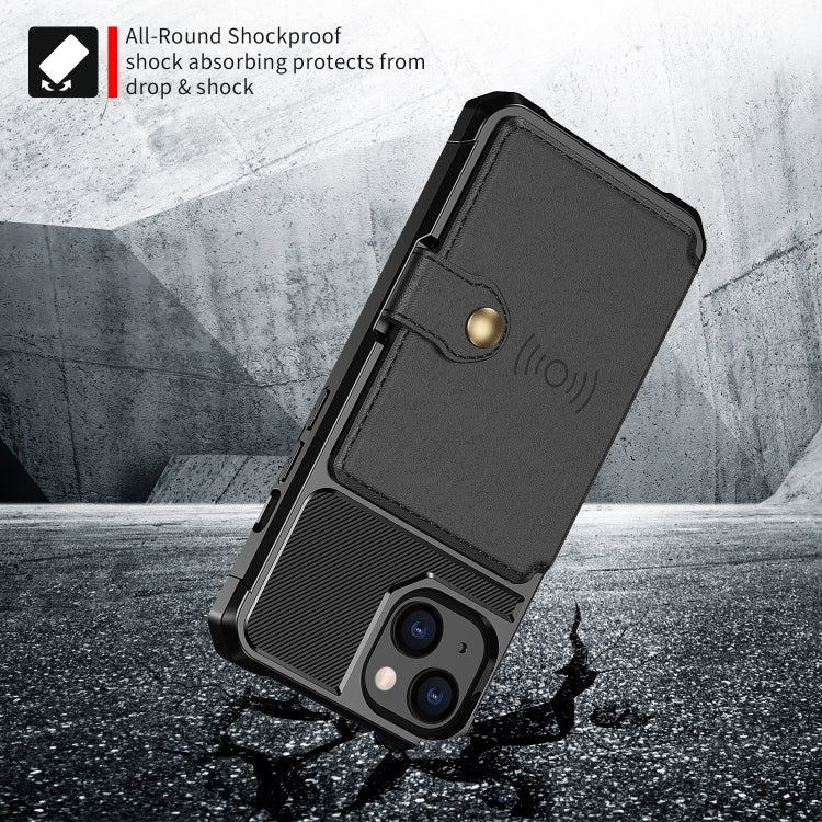 For iPhone 14 Plus Magnetic Wallet Card Bag Leather Phone Case