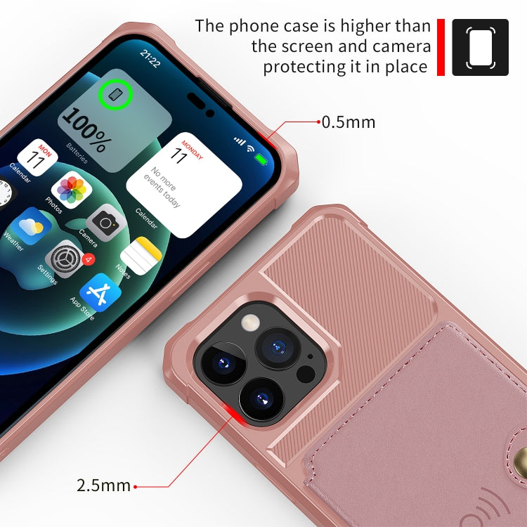 For iPhone 14 Pro Magnetic Wallet Card Bag Leather Phone Case