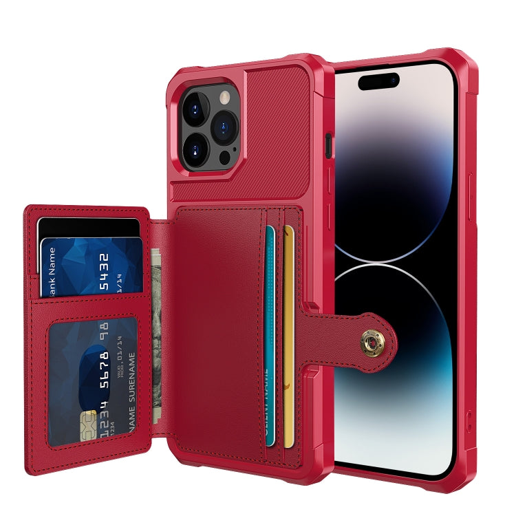 For iPhone 14 Pro Magnetic Wallet Card Bag Leather Phone Case