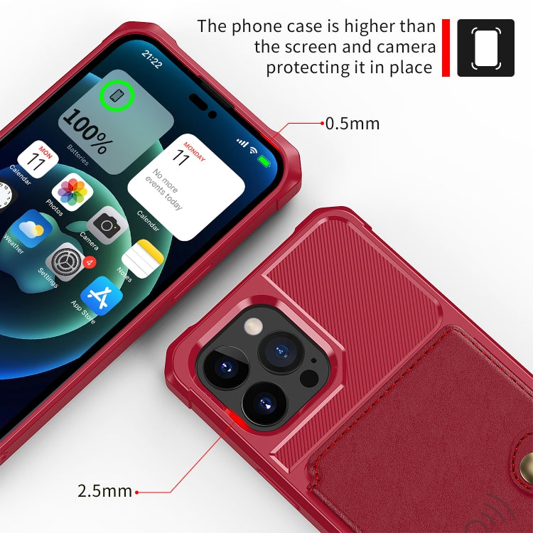 For iPhone 14 Pro Magnetic Wallet Card Bag Leather Phone Case