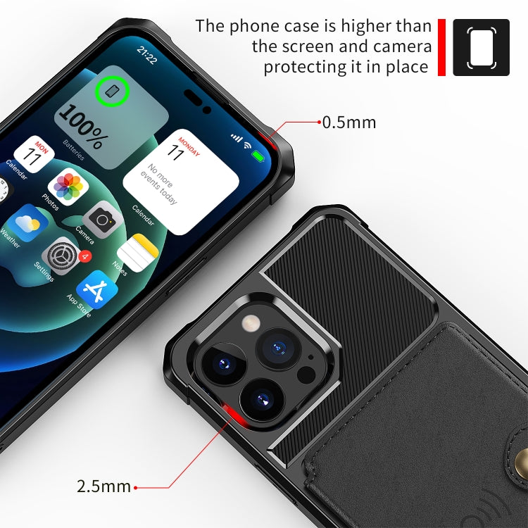For iPhone 14 Pro Magnetic Wallet Card Bag Leather Phone Case