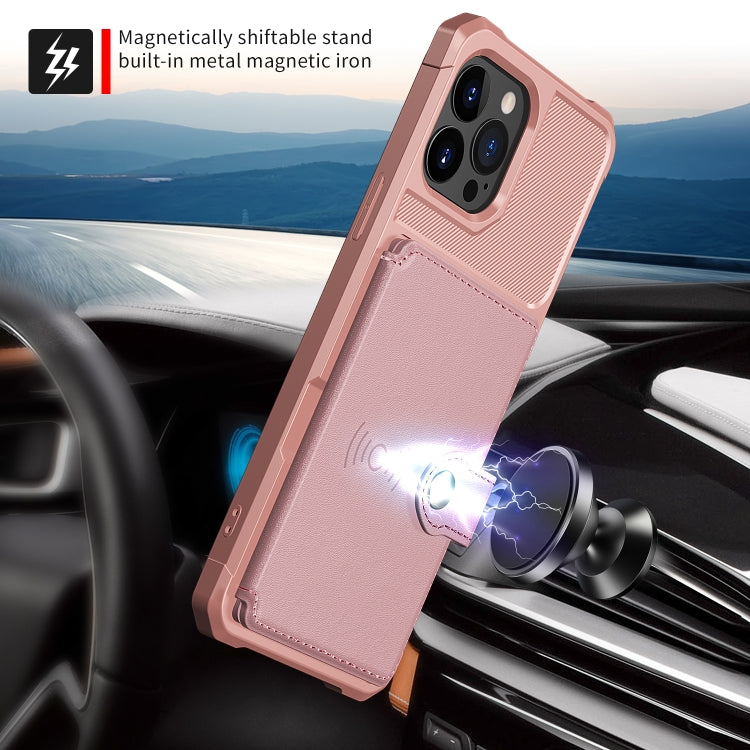 For iPhone 14 Pro Max Magnetic Wallet Card Bag Leather Phone Case