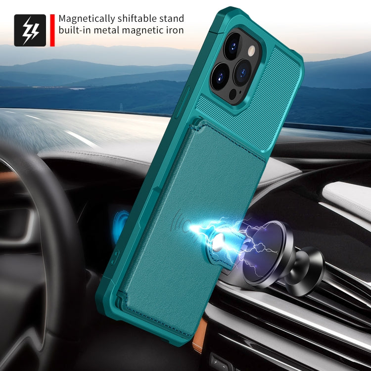 For iPhone 14 Pro Max Magnetic Wallet Card Bag Leather Phone Case