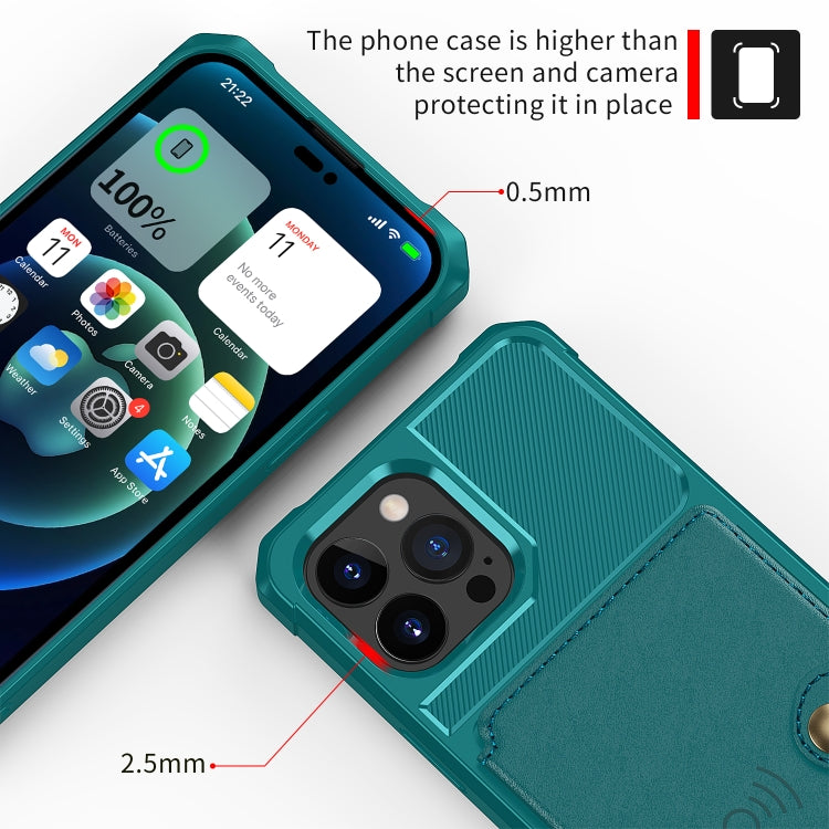 For iPhone 14 Pro Max Magnetic Wallet Card Bag Leather Phone Case