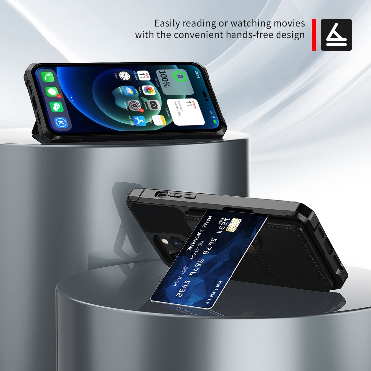 For iPhone 14 Pro Max Magnetic Wallet Card Bag Leather Phone Case
