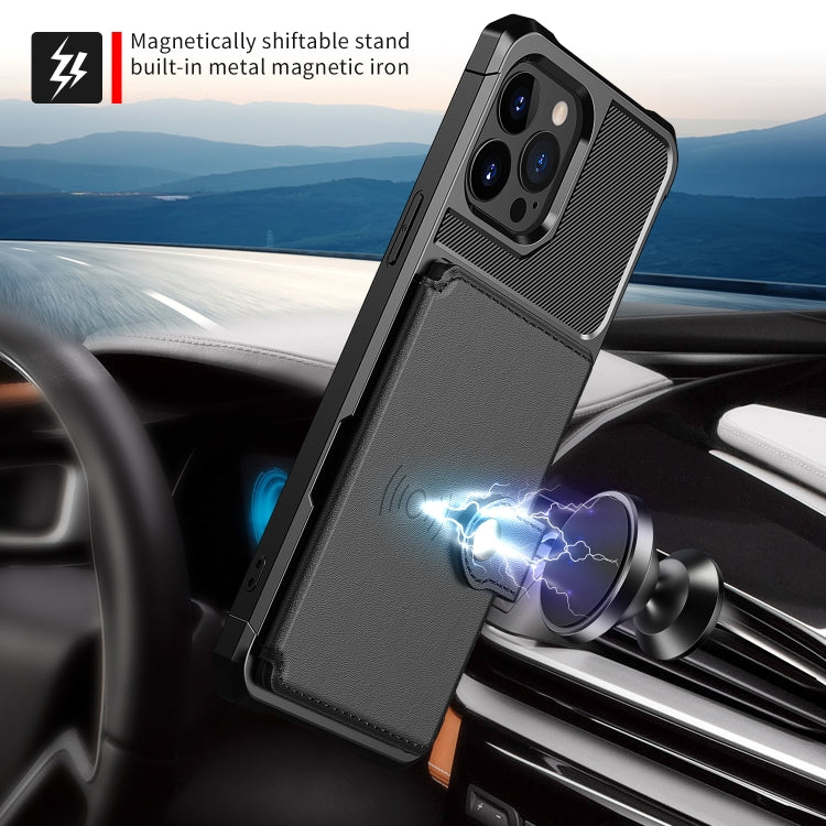 For iPhone 14 Pro Max Magnetic Wallet Card Bag Leather Phone Case