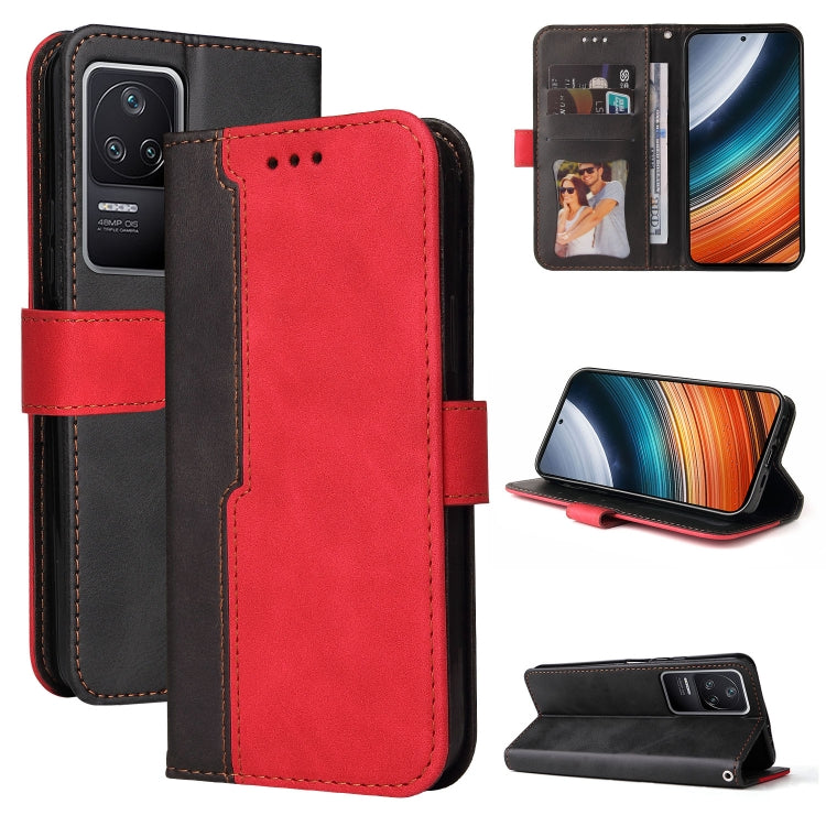 For Xiaomi Redmi K40S / Poco F4 Stitching-color Leather Phone Case