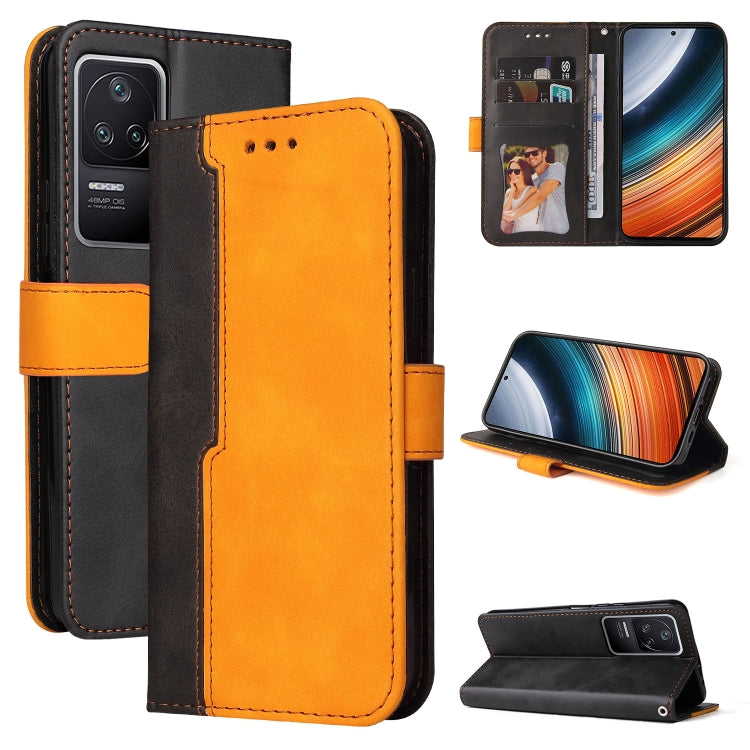 For Xiaomi Redmi K40S / Poco F4 Stitching-color Leather Phone Case