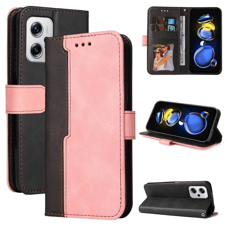For Xiaomi Redmi Note 11T Pro/Poco X4 GT Stitching-color Leather Phone Case