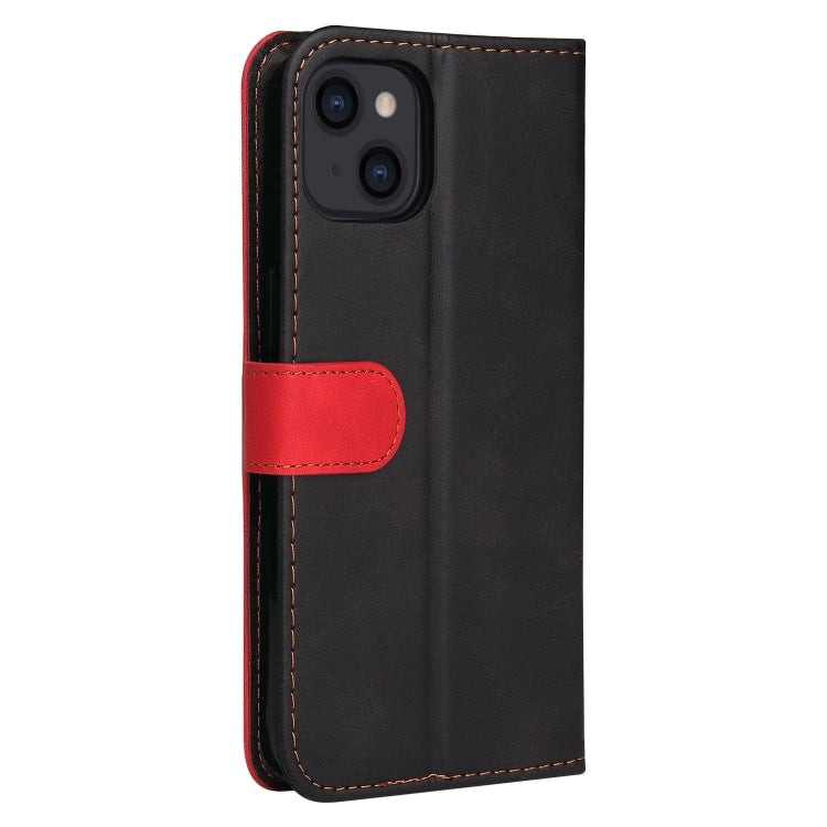 For iPhone 14 Stitching-color Leather Phone Case