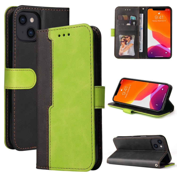 For iPhone 14 Stitching-color Leather Phone Case