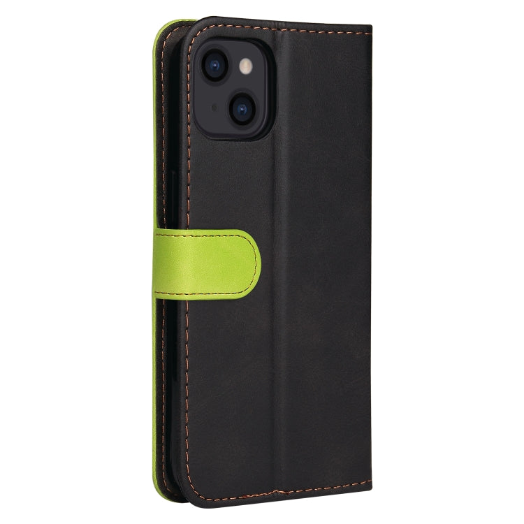 For iPhone 14 Stitching-color Leather Phone Case