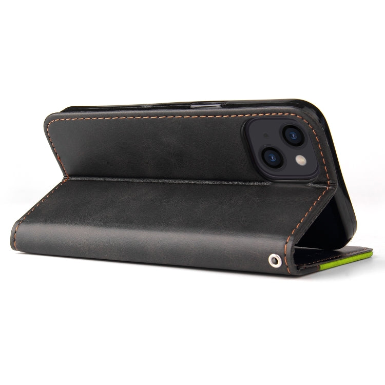 For iPhone 14 Stitching-color Leather Phone Case